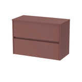 Modern Splash 800mm Smoked Red 2 Drawer Wall Hung Vanity Unit With Co-ordinating Worktop