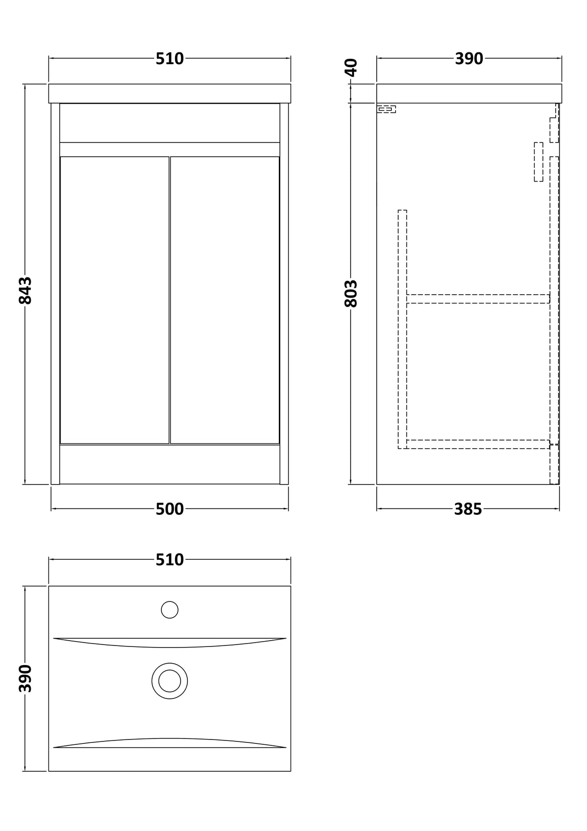 Modern Splash 500mm Autumn Oak 2 Door Floor Standing Vanity Unit With Mid-Edge Basin