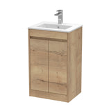 Modern Splash 500mm Autumn Oak 2 Door Floor Standing Vanity Unit With Minimilist Basin