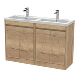 Modern Splash 1200mm Autumn Oak 4 Door Floor Standing Vanity Unit With Ceramic Basin