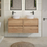 Modern Splash 1200mm Autumn Oak 4 Drawer Wall Hung Vanity Unit With Autumn Oak Worktop