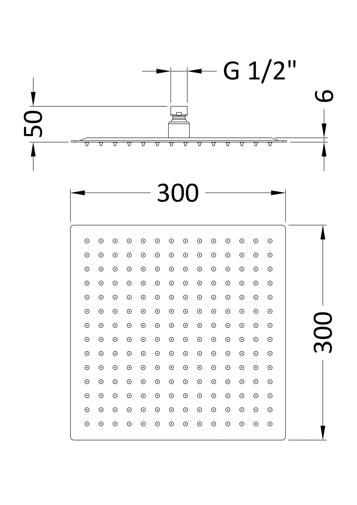 Modern Splash  Chrome Fixed Shower Head