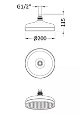Brushed Brass 200mm Fixed Shower Head