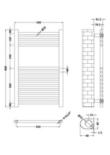 Modern Splash choice Chrome 800mm x 500mm 12 Rail Vertical Ladder Rail