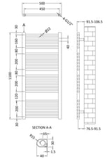 Modern Splash 1100mm x 500mm Chrome Vertical Ladder Rail