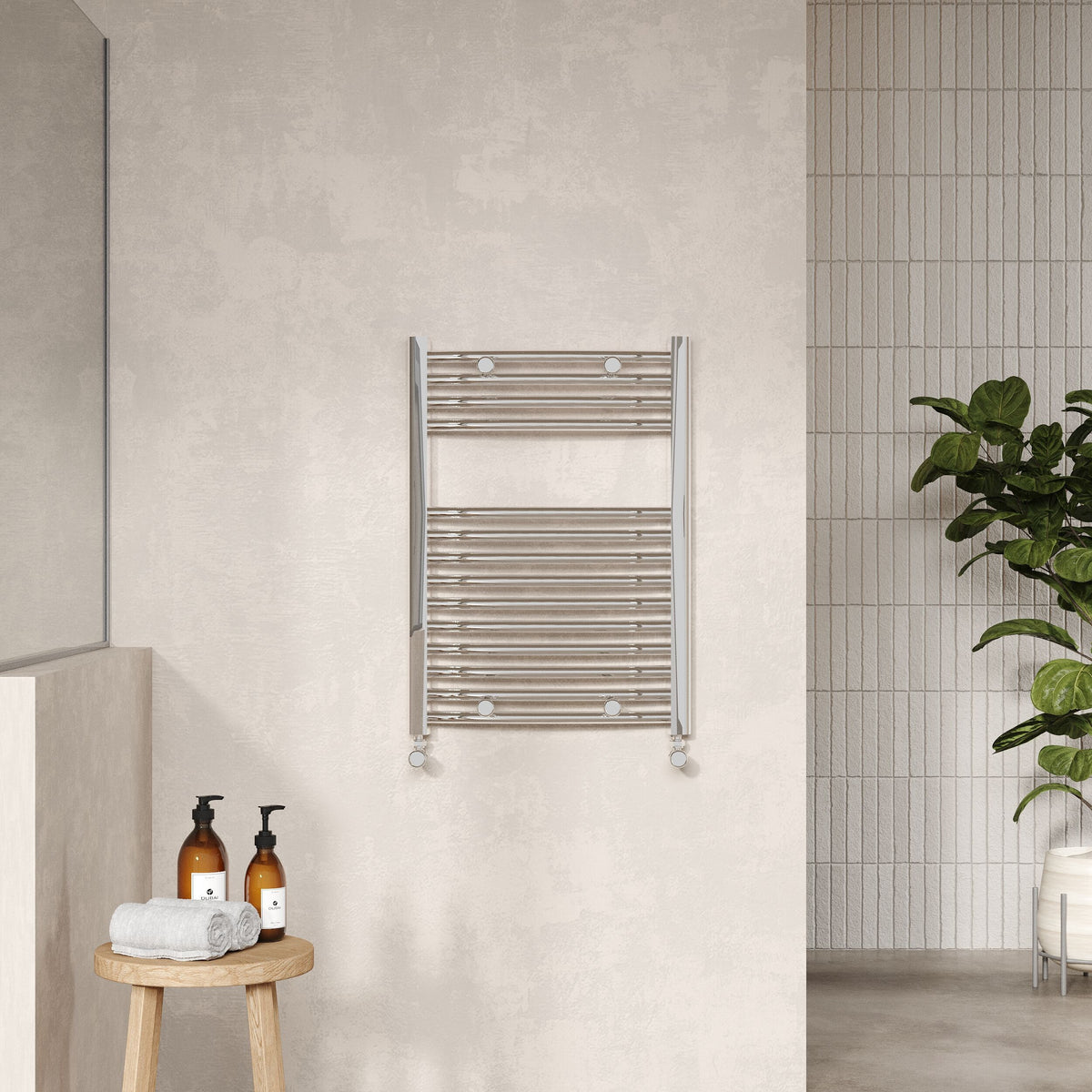 Modern Splash 700mm x 500mm Chrome Vertical Curved Ladder Rail