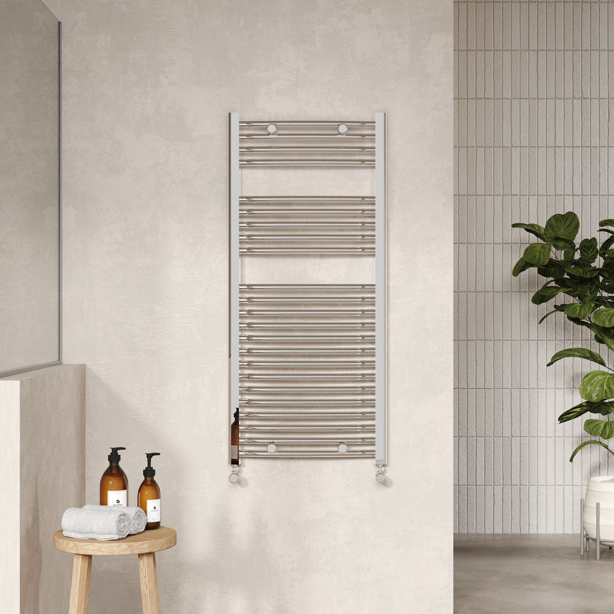 Modern Splash 1100mm x 500mm Chrome Vertical Curved Ladder Rail