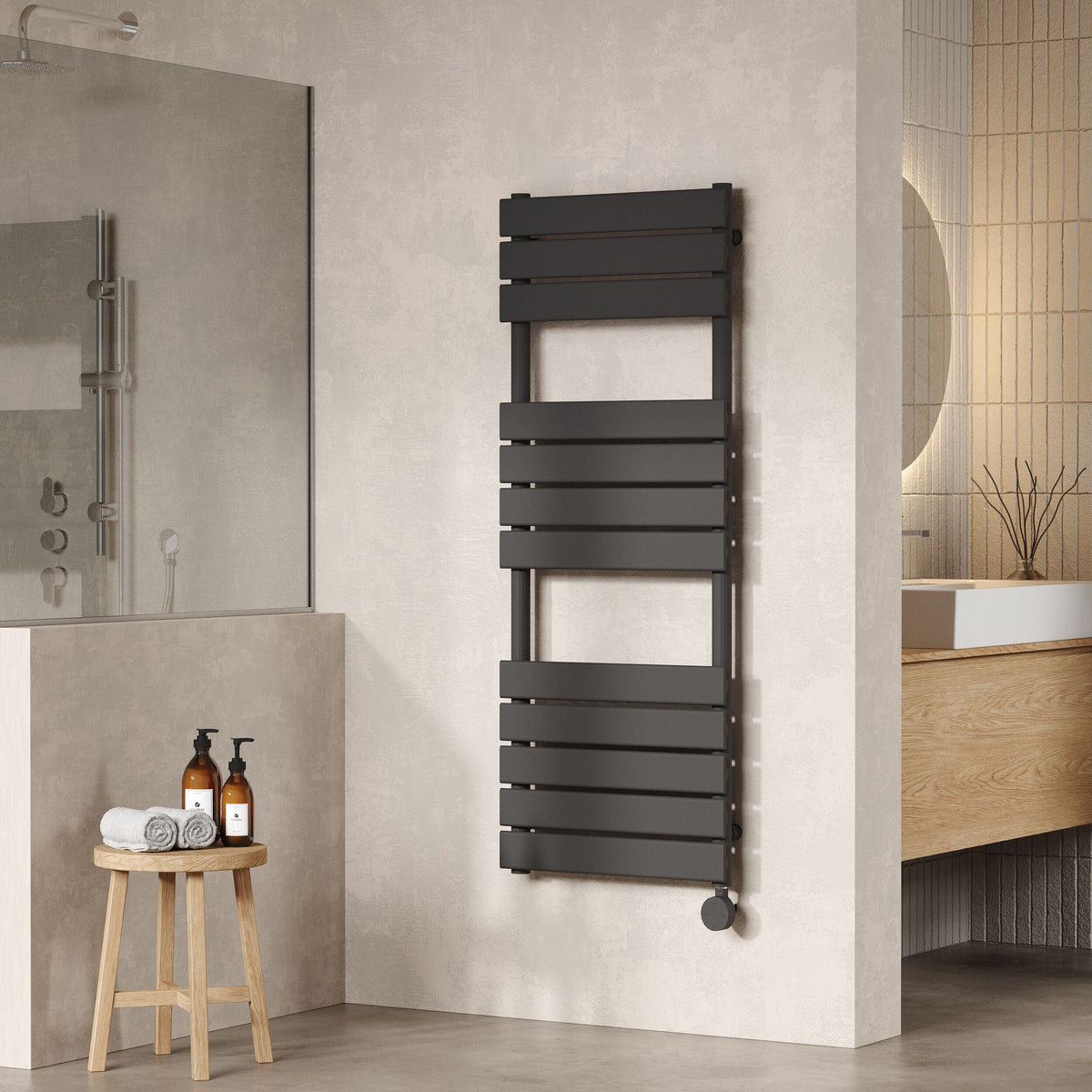 Anthracite 1213mm x 500mm Vertical Electric Heated Towel Rail