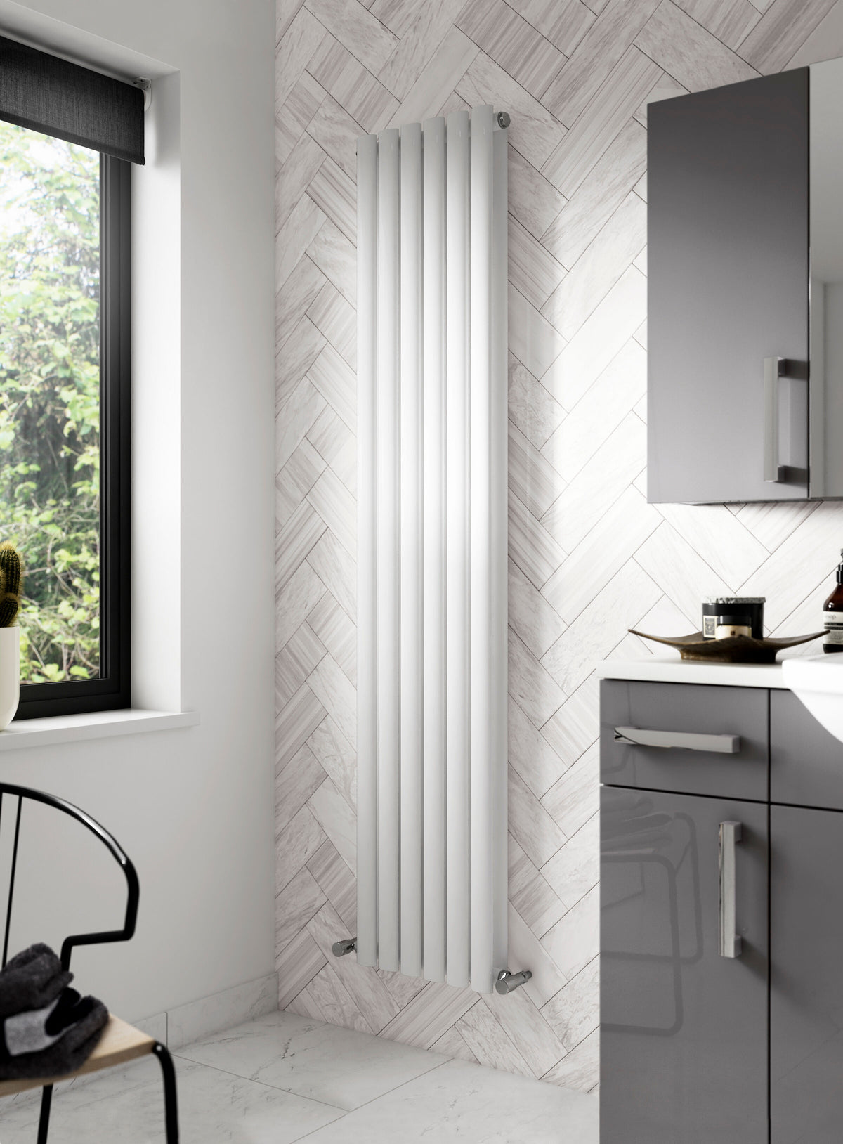 Revive White 1800mm x 354mm Vertical Double Panel Radiator