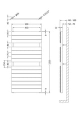 Piazza Chrome 1213mm x 500mm Horizontal Heated Towel Rail