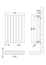 Revive High Gloss White 600mm x 412mm Horizontal Double Panel Radiator