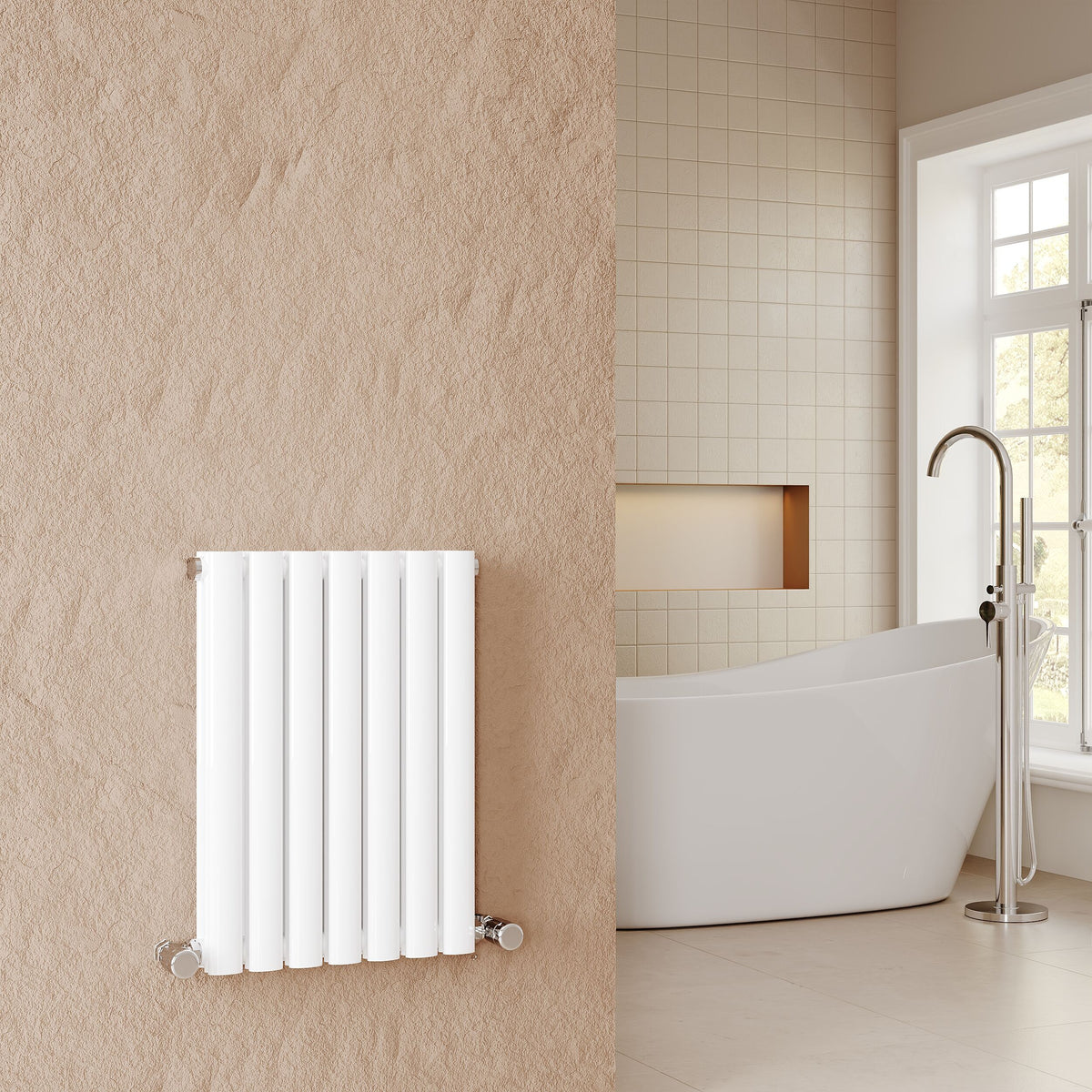 Revive High Gloss White 600mm x 412mm Horizontal Double Panel Radiator