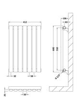 Revive High Gloss White 600mm x 412mm Horizontal Single Panel Radiator
