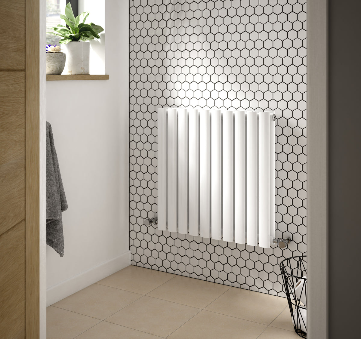 Revive High Gloss White 600mm x 586mm Horizontal Double Panel Radiator