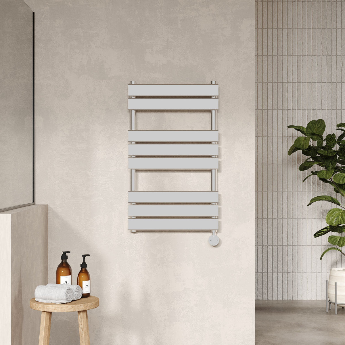 Chrome 840mm x 500mm Vertical Electric Heated Towel Rail