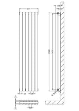 Revive White 1500mm x 354mm Vertical Double Panel Radiator