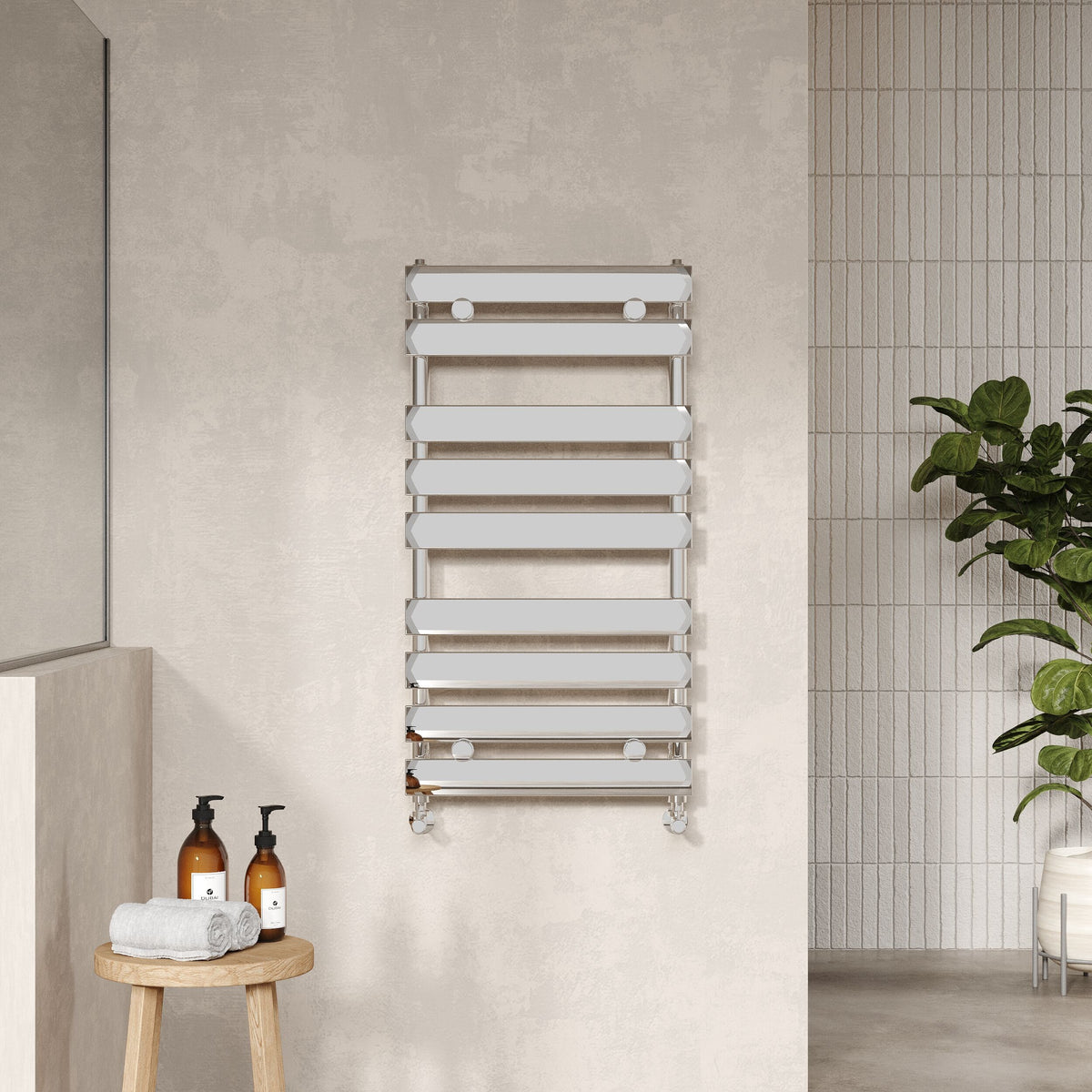 Piazza Chrome 950mm x 500mm Horizontal Heated Towel Rail