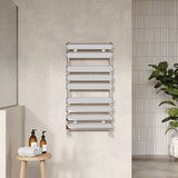Piazza Chrome 950mm x 500mm Horizontal Heated Towel Rail