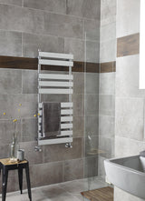 Piazza Chrome 1200mm x 500mm Horizontal Heated Towel Rail