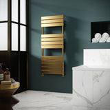 Piazza Brushed Brass 1213mm x 500mm Horizontal Heated Towel Rail