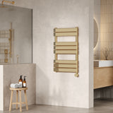 Brushed Brass 840mm x 500mm Vertical Electric Heated Towel Rail