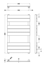 Piazza Brushed Brass 840mm x 500mm Vertical Heated Towel Rail