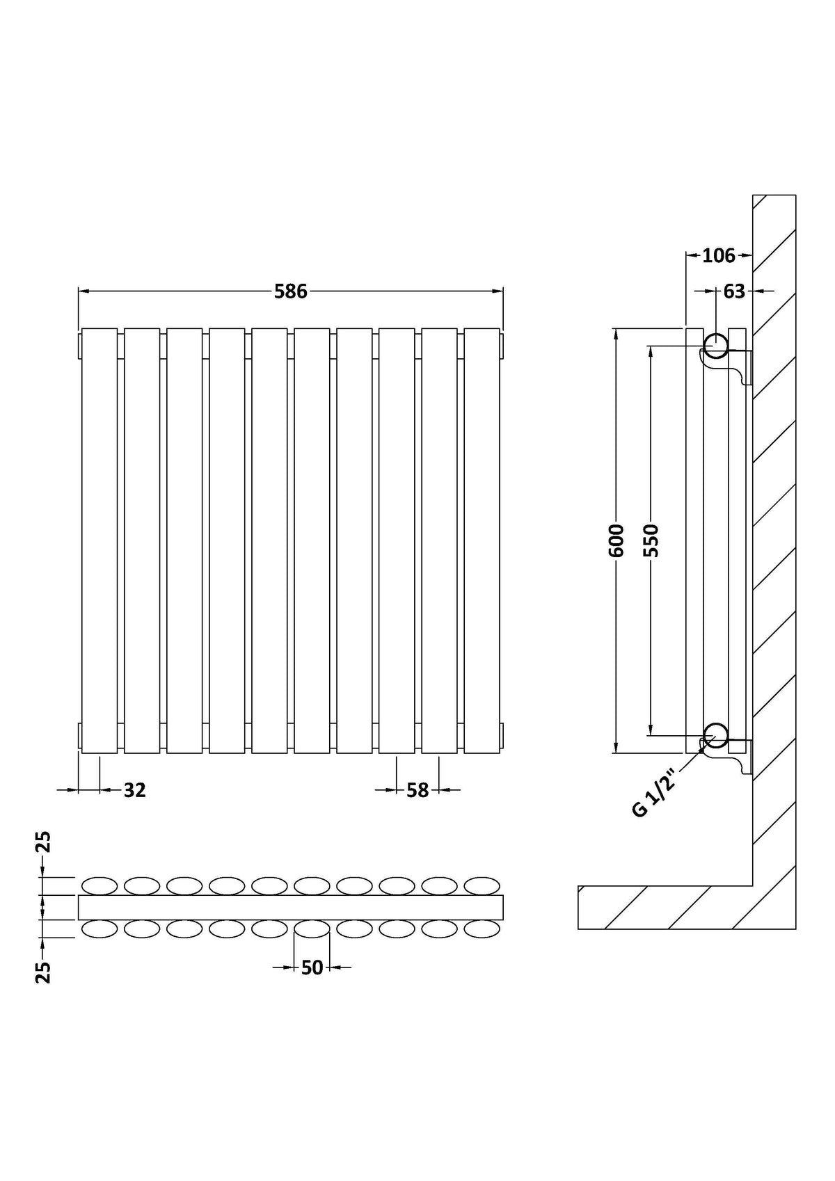 Revive Anthracite 600mm x 586mm Horizontal Double Panel Radiator