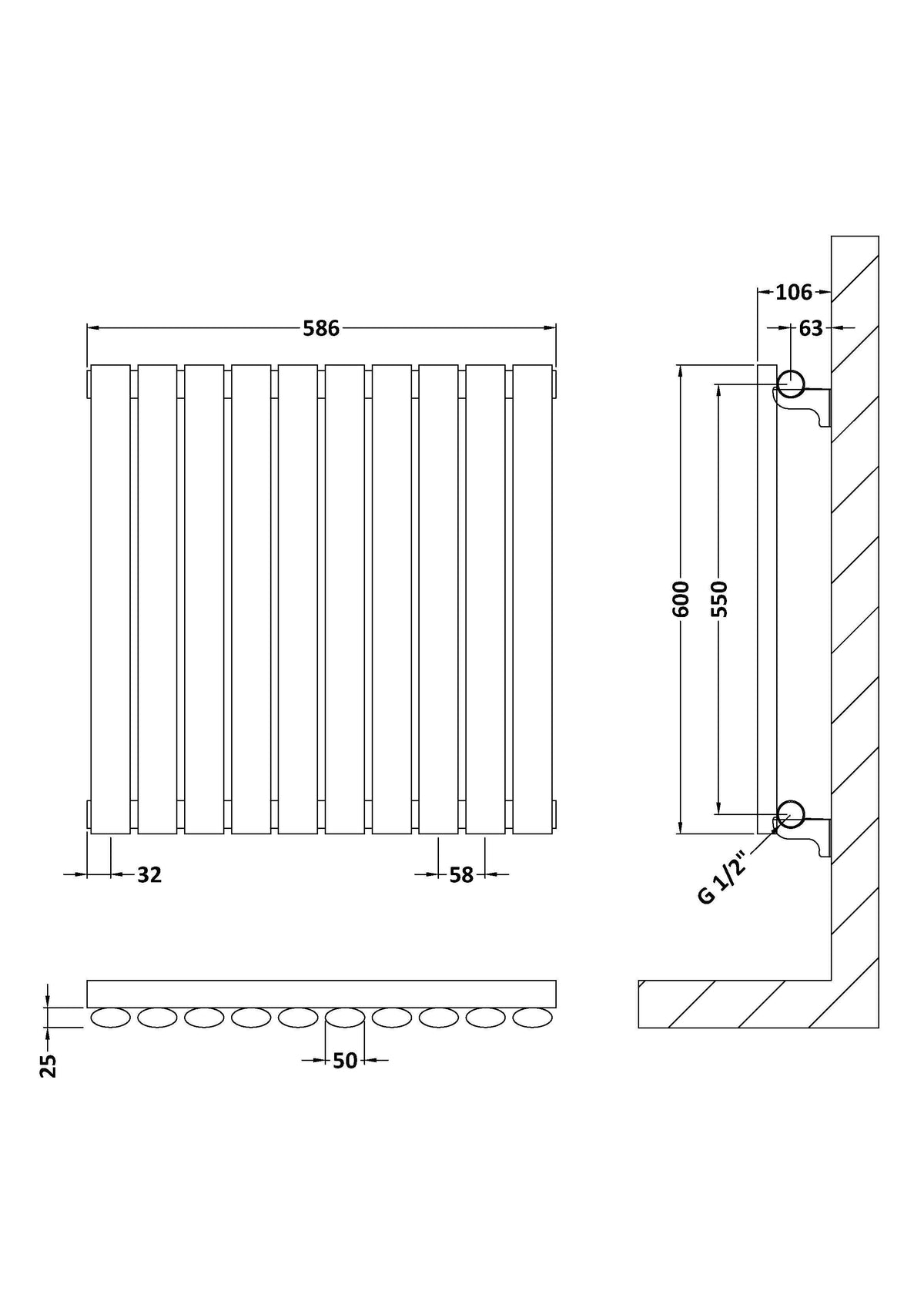 Revive Anthracite 600mm x 586mm Horizontal Single Panel Radiator
