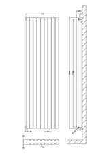 Sloane Anthracite 1800mm x 528mm Vertical Double Panel Radiator