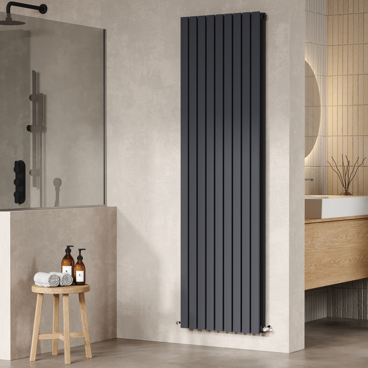Sloane Anthracite 1800mm x 528mm Vertical Double Panel Radiator