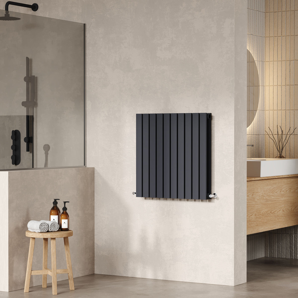 Sloane Anthracite 600mm x 586mm Horizontal Double Panel Radiator