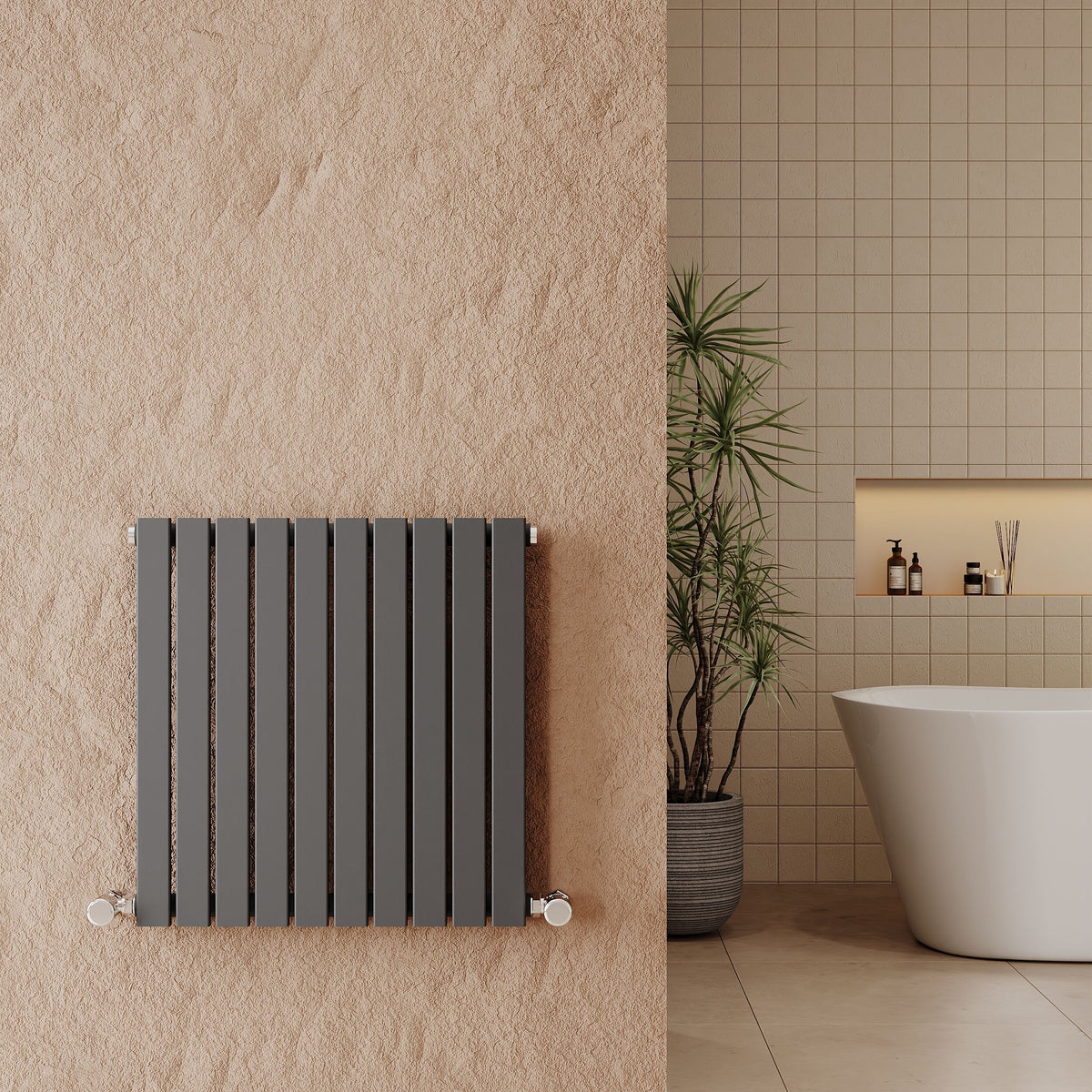 Sloane Anthracite 600mm x 586mm Horizontal Single Panel Radiator