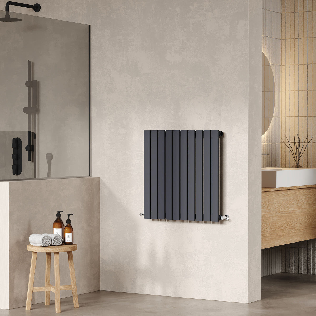 Sloane Anthracite 600mm x 586mm Horizontal Single Panel Radiator