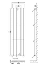 Revive Anthracite 1800mm x 499mm Vertical Single Panel Radiator