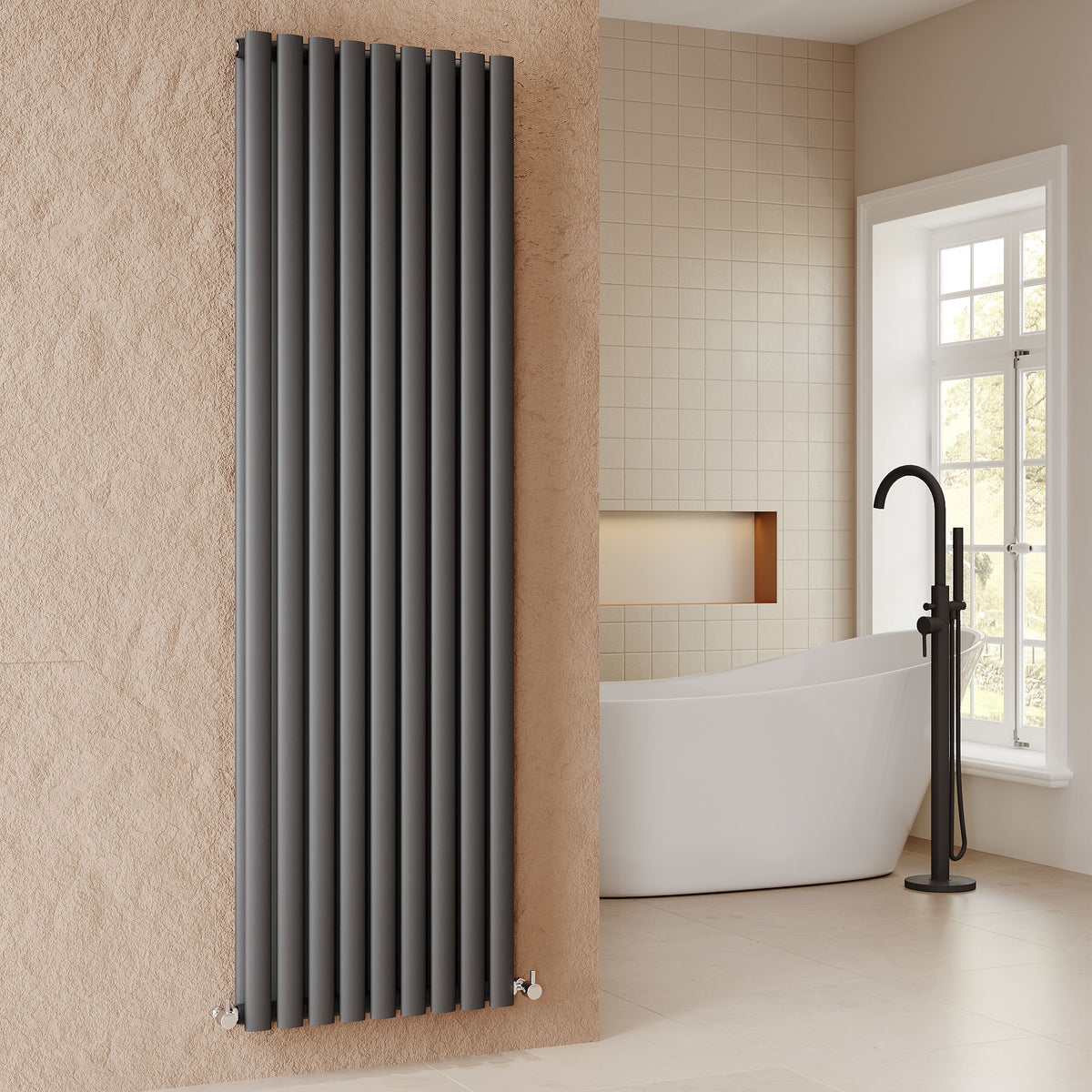 Revive Anthracite 1800mm x 528mm  Vertical Double Panel Radiator