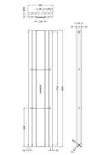 Sloane Anthracite 1800mm x 381mm  Vertical Double Panel Radiator