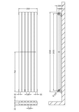 Sloane White 1500mm x 354mm Vertical Double Panel Radiator