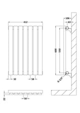 Modern Splash White 600mm x 412mm Horizontal Single Panel Radiator