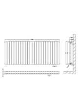 Modern Splash White 1398 x 600mm Horizontal Double Panel Radiator