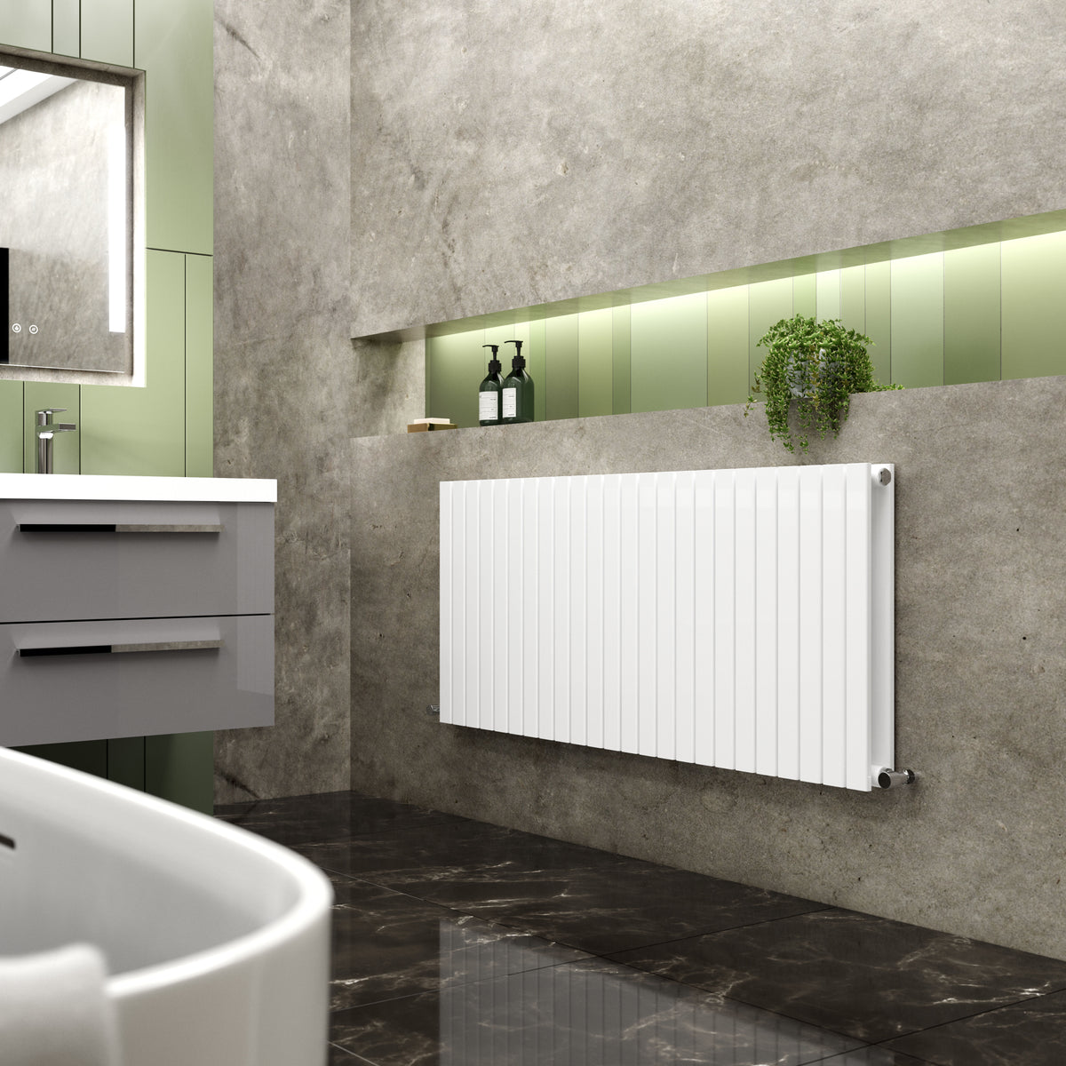 Modern Splash White 1398 x 600mm Horizontal Double Panel Radiator