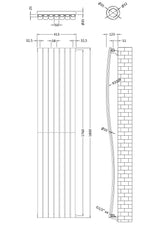 Revive High Gloss White 1800mm x 413mm Vertical Single Panel Radiator