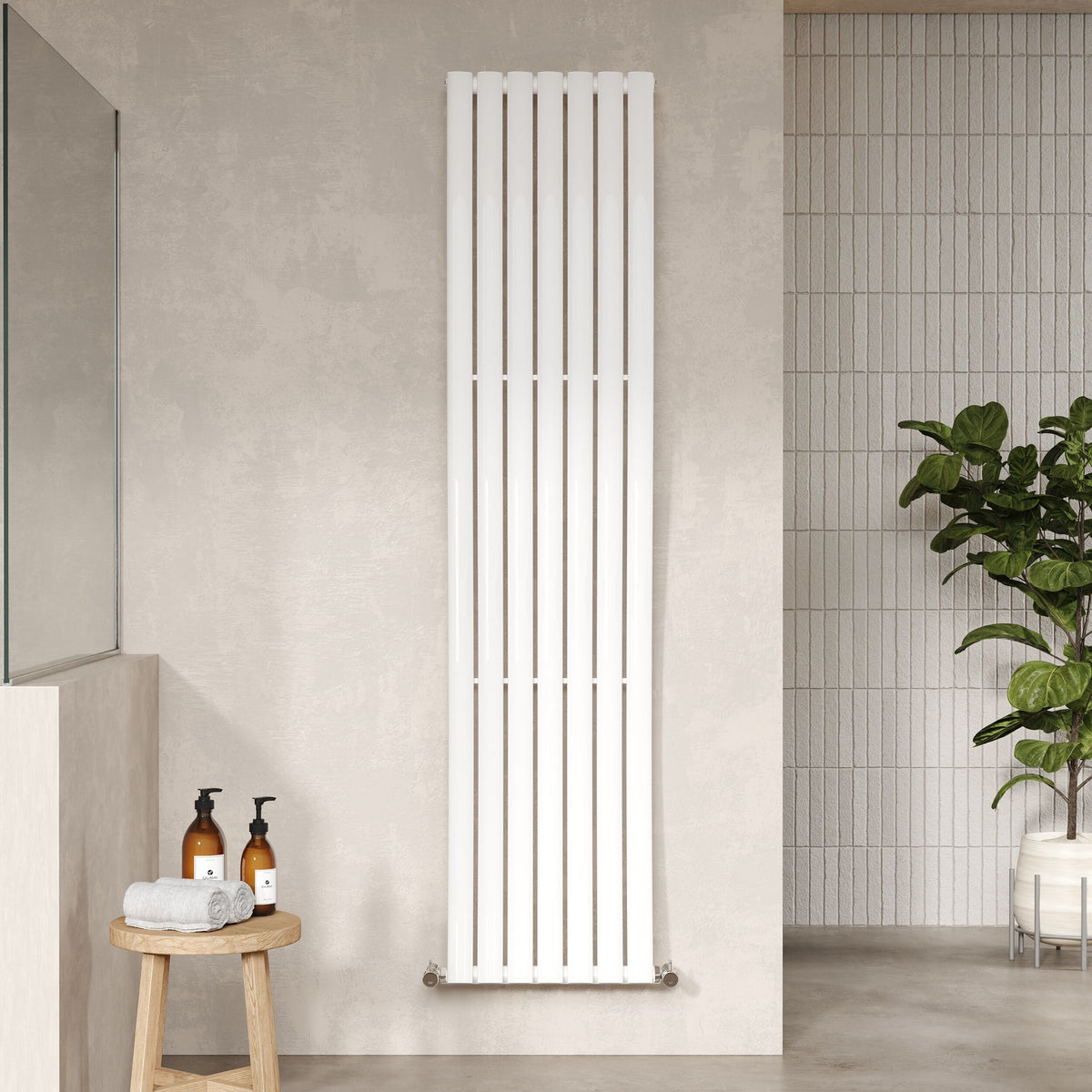 Revive High Gloss White 1800mm x 413mm Vertical Single Panel Radiator