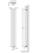 Revive Anthracite 1800mm x 236mm  Vertical Double Panel Radiator