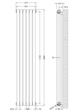Modern Splash Anthracite 1800mm x 383mm  Vertical Double Panel Radiator