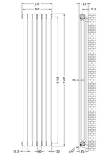 Modern Splash Anthracite 1500mm x 383mm  Vertical Single Panel Radiator