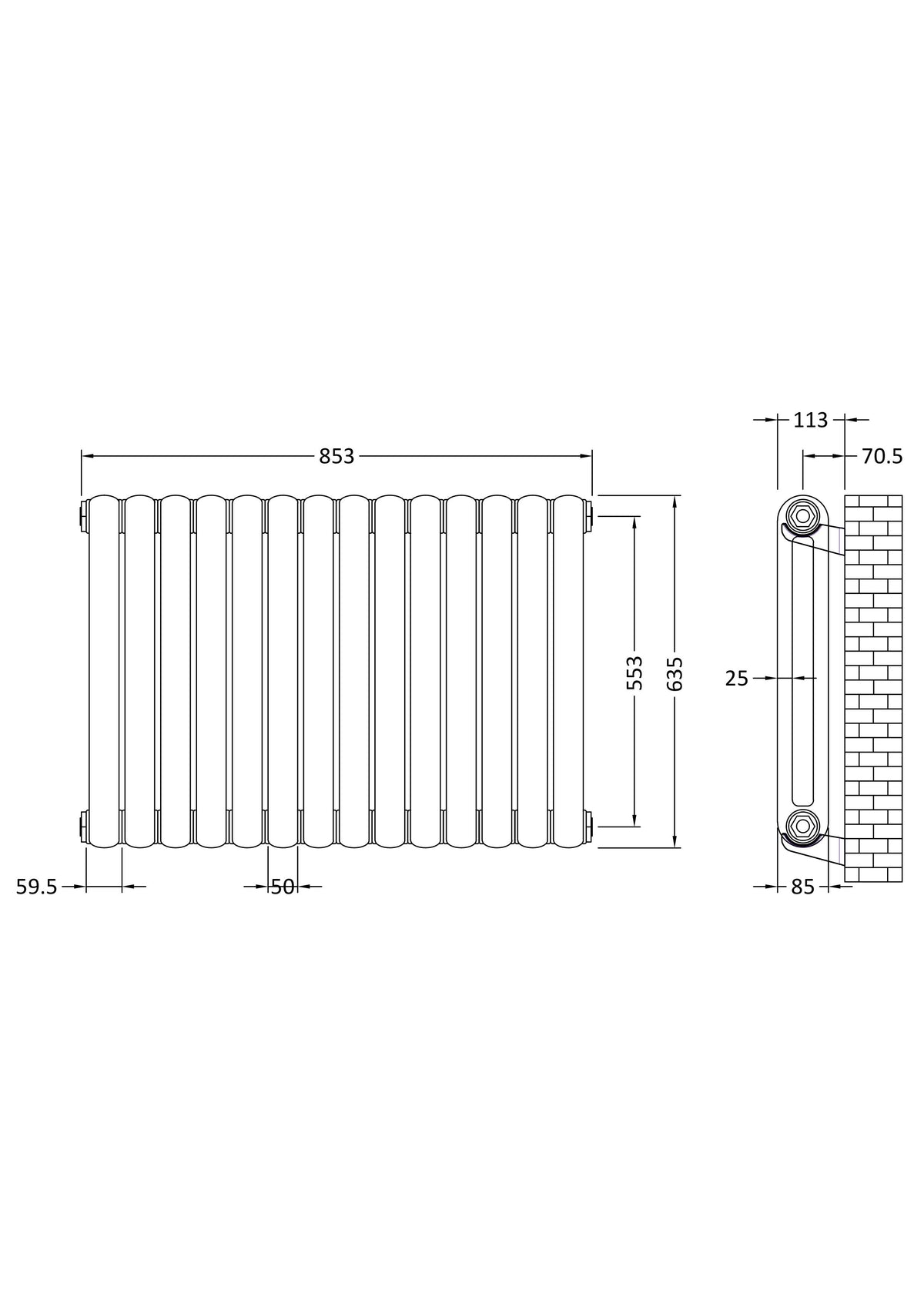 Modern Splash Anthracite 863mm x 635mm  Vertical Column Radiator