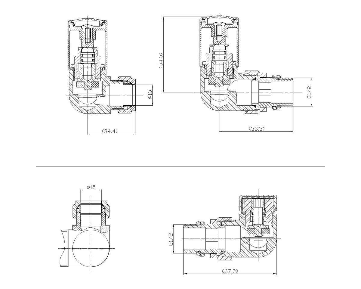 Chrome Corner Dual Fuel Radiator Valve Pack (Pairs)