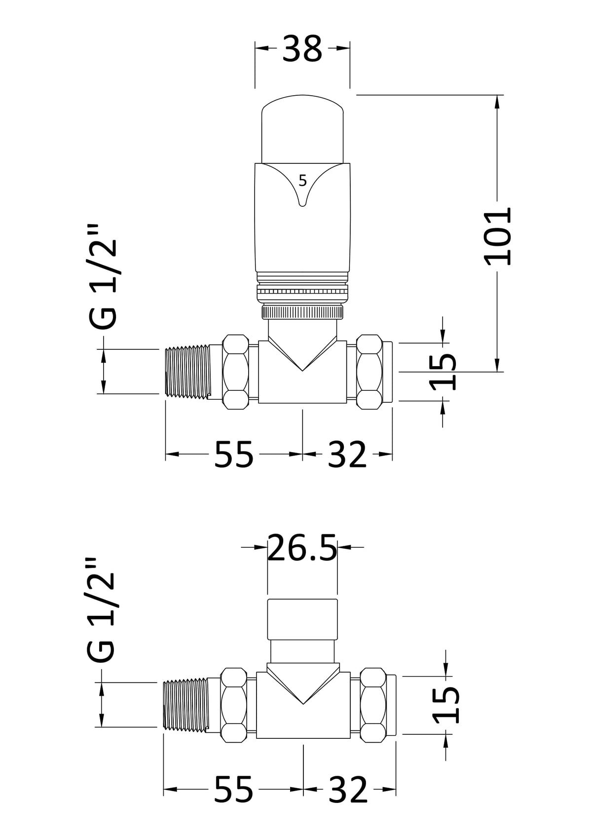 Chrome Straight Thermostatic Radiator Valve Pack
