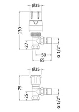 Chrome Angled Thermostatic Radiator Valve Pack