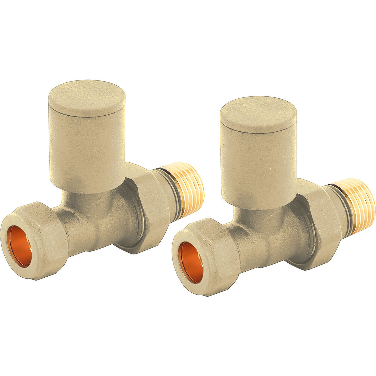 Modern Splash  Brushed Brass Straight Radiator Valves